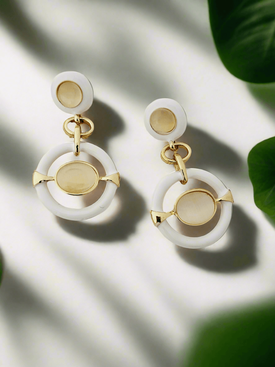 Gold Geometric Drop Earrings - Mirae 