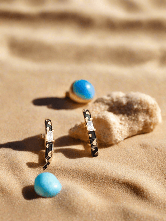 Enamel Embellished Hoop Earrings - Mirae 