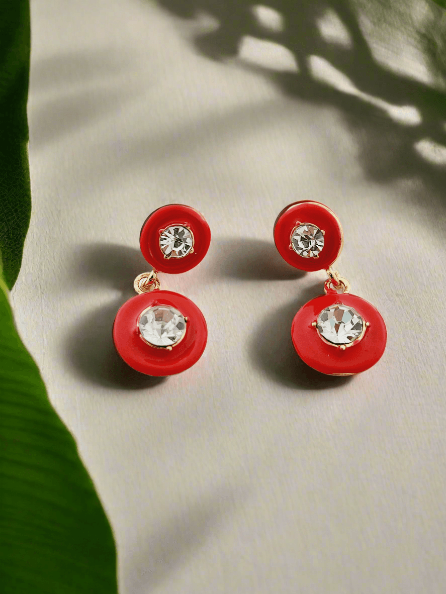 Enamel & Crystal Drop Earrings - Mirae 