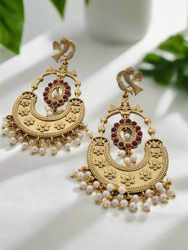 Gold-Toned Chandbali Earrings
