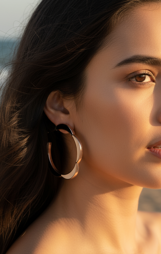 Sculptural Enamel hoop earrings