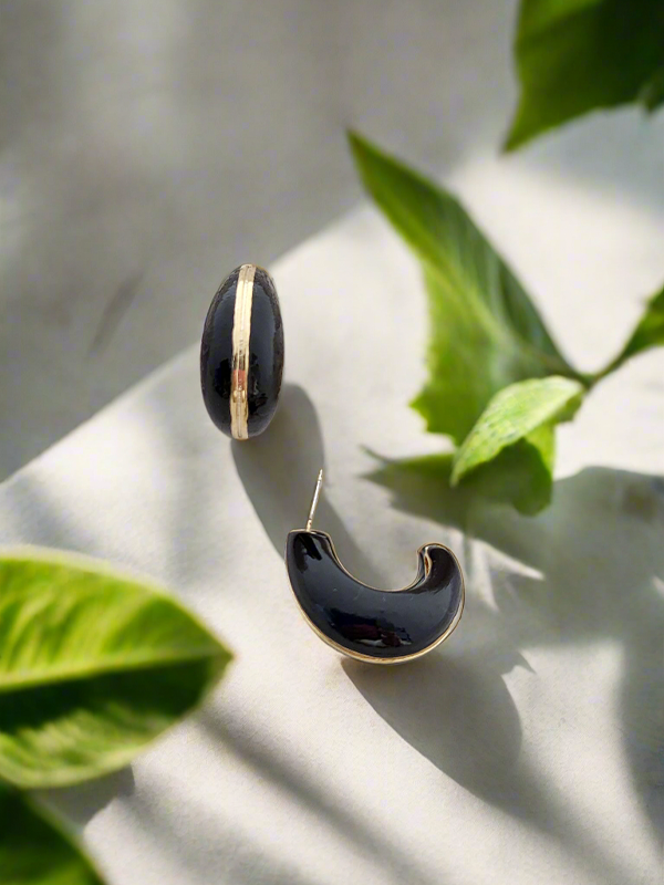Classic Black enamel Half Hoops