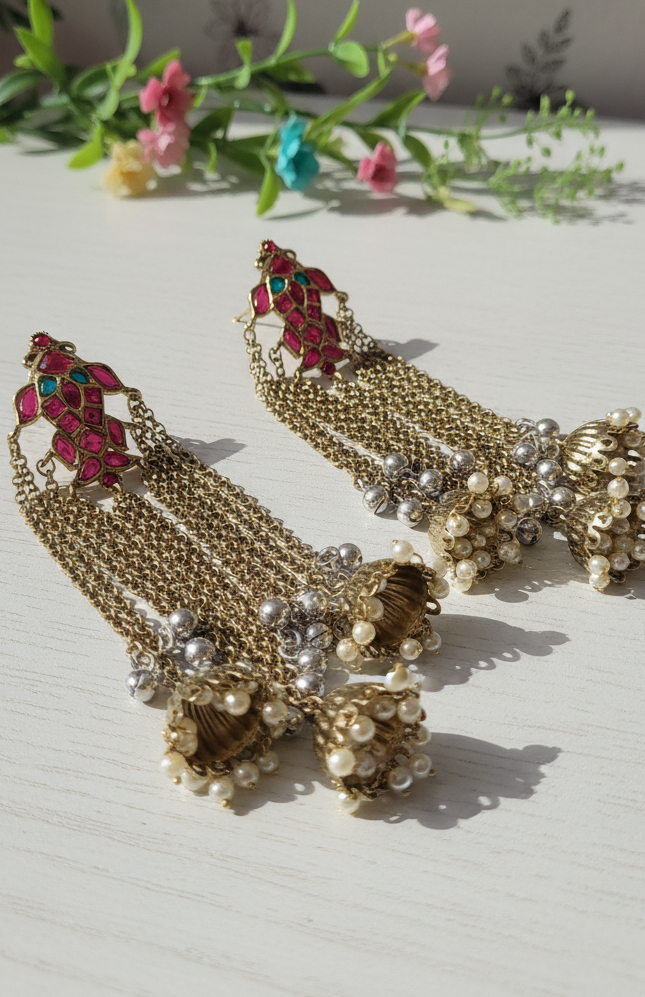 Artisan Meenakari, Chain Tassel & Jhumka Drop Earrings