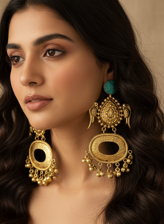 Gold-Toned Parrot Dangle Earrings.