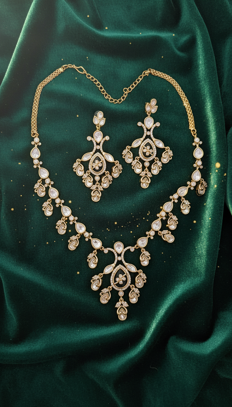 The Graceful Kundan Drop Necklace Set
