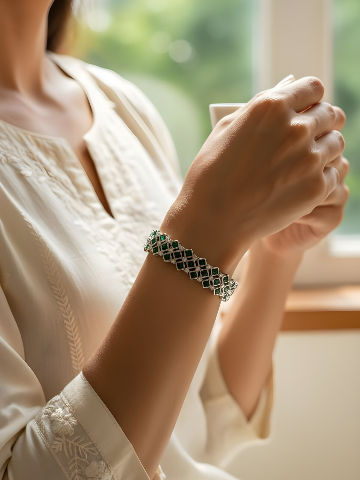Diamond & Color stone link Bracelet