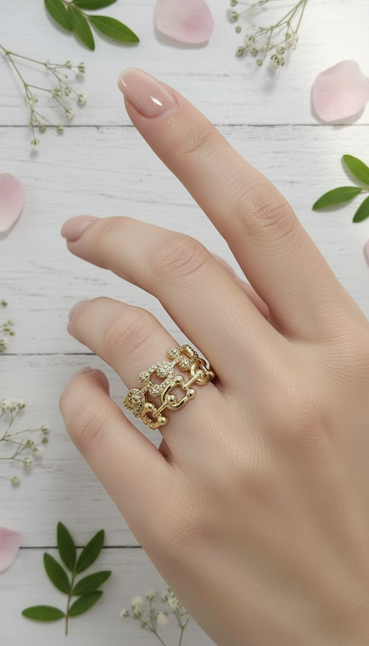 Sparkling Abstract Vine Cuff Ring