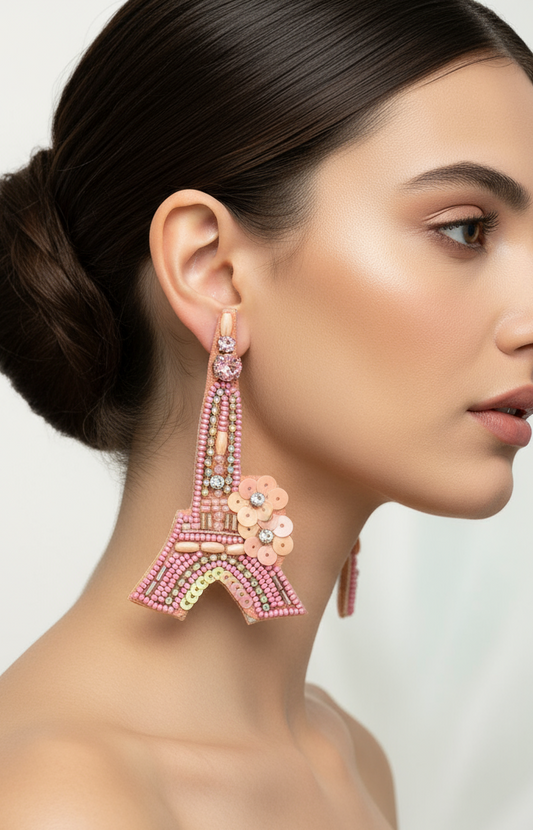 Eiffel Tower Beaded and Embellished Earrings