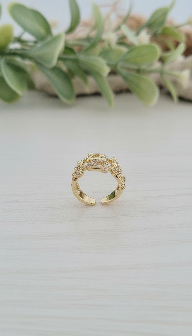 Sparkling Abstract Vine Cuff Ring