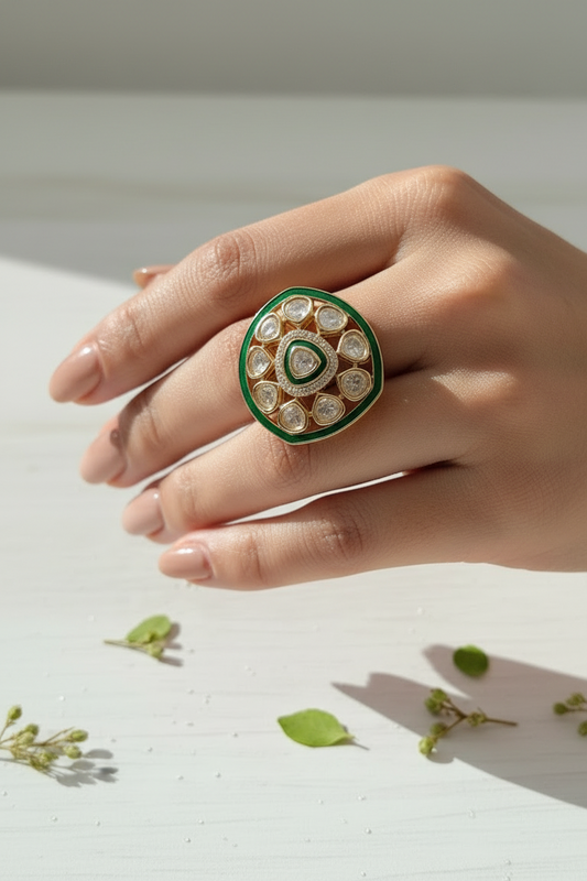 The Meenakari Triangle Cluster Ring