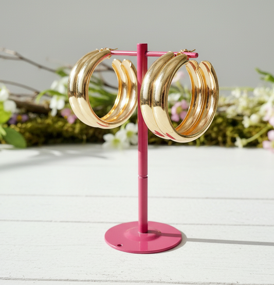 Chunky Double Gold Hoops
